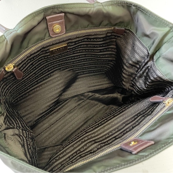 Prada brown Tessuto nylon and nappa leather gold hardware shoulder tote bag - Picture 6 of 11